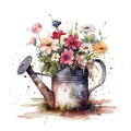 Bountiful Blooms in a Watering Can. Perfect for Invitations and Scrapbooking.