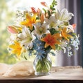 bountiful bouquet showcasing a harmonious blend of various spring blooms