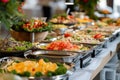 Bountiful buffet spread with fresh salads and entrees