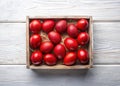 A Bountiful Display of Organic Red Eggs on a Rustic White Tabletop A TopDown View for a Healthy Royalty Free Stock Photo