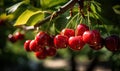 Bountiful harvest: branch of ripe cherries on sunny day Creating using generative AI tools