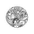 bountiful harvest cornucopia line art icon Royalty Free Stock Photo