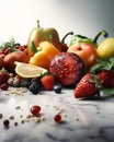 A Bountiful Harvest: A Table Overflowing with Fresh, Colorful Fruits and Vegetables