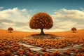 Bountiful Orange tree field. Generate Ai