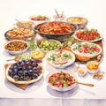 Bountiful Table Spread with Traditional Wedding Foods