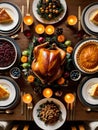 Bountiful Thanksgiving Dinner Table with Delicious Spread.AI Generated