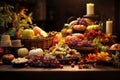 Bountiful Thanksgiving table setting with a