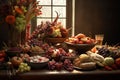 Bountiful Thanksgiving table setting with a