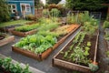 Bountiful Vegetable Gardens: A Cornucopia of Produce in Garden Beds. AI Generated.