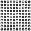 100 bounty icons set black circle Royalty Free Stock Photo