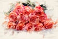 Bouqet of orange roses on a table Royalty Free Stock Photo