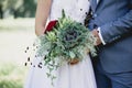 Bouquet of artichokes and decorative cabbage, closeup Royalty Free Stock Photo