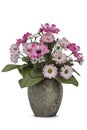 Bouquet of artificial flowers in a ceramic vase isolated Royalty Free Stock Photo