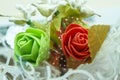 Bouquet of artificial flowers roses.