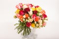 Bouquet of assorted multicolored roses isolated on white background Royalty Free Stock Photo