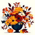 Bouquet of autumn flowers in a vase. Vector illustration. AI generated Royalty Free Stock Photo