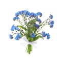 Bouquet of beautiful blue Forget-me-not flowers on white background Royalty Free Stock Photo