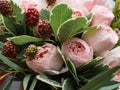 A bouquet of beautiful delicate flowers for a wedding.