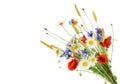 Bouquet of beautiful flowers Cornflowers, chamomiles wheat and