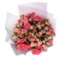 Bouquet of beautiful pink spray roses on white background. Royalty Free Stock Photo