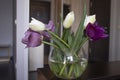 Bouquet of beautiful spring color event day tulips anniversary the room decoration