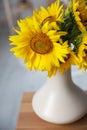 Bouquet of beautiful sunflowers on table, closeup Royalty Free Stock Photo