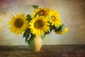 Bouquet of beautiful sunflowers in a vase Royalty Free Stock Photo