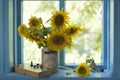 Bouquet of beautiful sunflowers in a vase Royalty Free Stock Photo