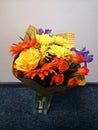 Bouquet of beautiful yellow, orange and violet flowers Royalty Free Stock Photo