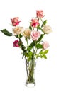 Bouquet of beauty roses in glass vase