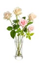 Bouquet of beauty roses in glass vase