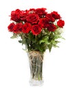 Bouquet of blossoming dark red roses in vase Royalty Free Stock Photo