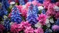 bouquet blue and pink flowers