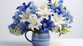 bouquet blue and white flowers