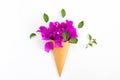 Bouquet of bougainvillea paper flower on white background