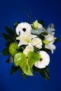 Bouquet bunch of beautiful white flowers with white roses, lily and daisy Royalty Free Stock Photo