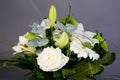 Bouquet bunch of beautiful white flowers with white roses, lily and daisy Royalty Free Stock Photo