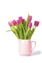 Bouquet bunch purple tulips on white Royalty Free Stock Photo