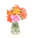 Bouquet of carnation in a glass bottle Royalty Free Stock Photo