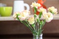 Bouquet of carnation in a glass bottle Royalty Free Stock Photo