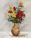 Bouquet in a ceramic jug