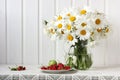 Bouquet of chamomiles in a jug