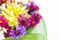 bouquet with chrysanthemums and asters on a white background close-up Royalty Free Stock Photo