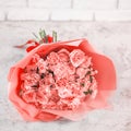 Bouquet in color of year 2019 Living Coral