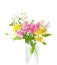 Bouquet of colorful Alstroemeria flowers isolated on white background Royalty Free Stock Photo