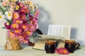 Bouquet of colorful chrysanthemum on a table