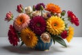 Bouquet of colorful chrysanthemums in a vase. generative ai
