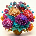 Bouquet of colorful chrysanthemums in a vase Generative AI