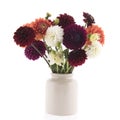 Bouquet colorful Dahlias in vase Royalty Free Stock Photo