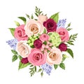 Bouquet of colorful flowers. Vector illustration. Royalty Free Stock Photo